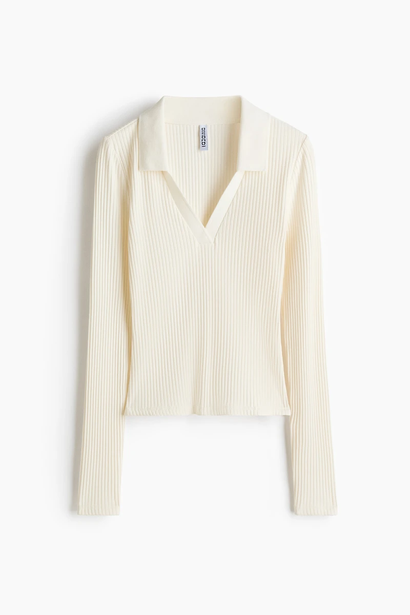 Ribbed Top with Collar