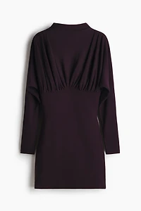 Gathered Mock Turtleneck Dress