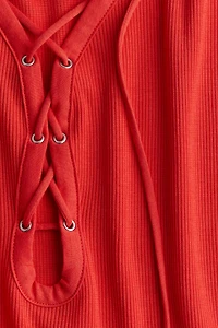Ribbed Lace-Up Dress