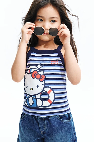 Ribbed Tank Top with Motif