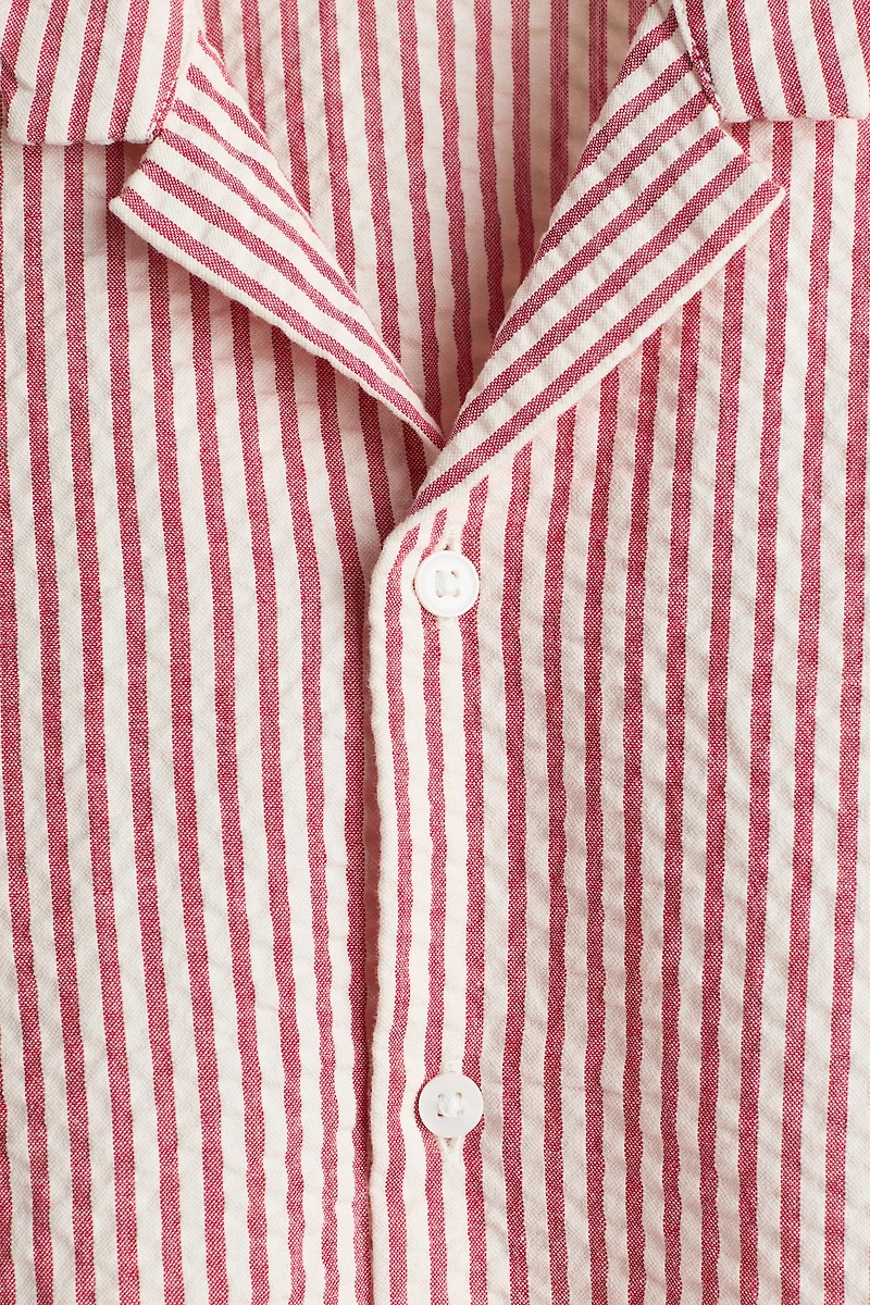 Chemise en crépon de coton à col cubain