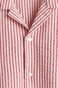 Chemise en crépon de coton à col cubain