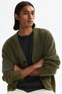 Relaxed-Fit Rib-Knit Cotton Cardigan