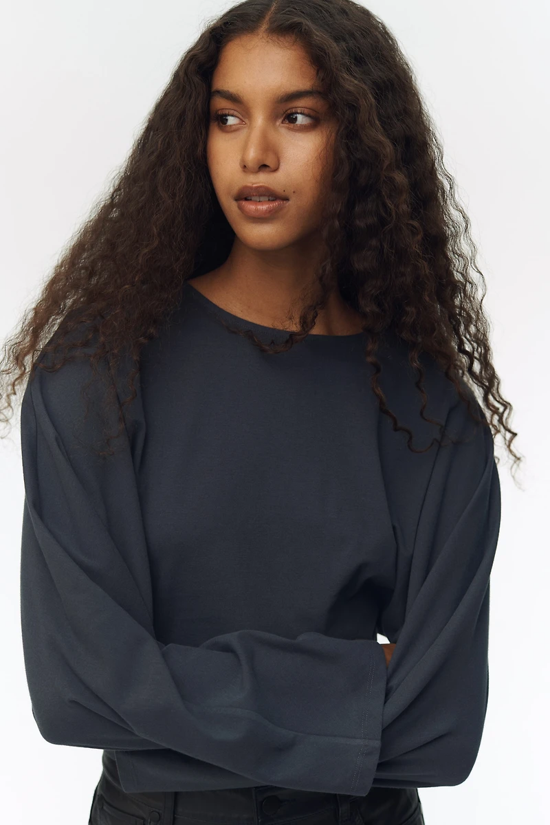 Batwing-Sleeved Jersey Top