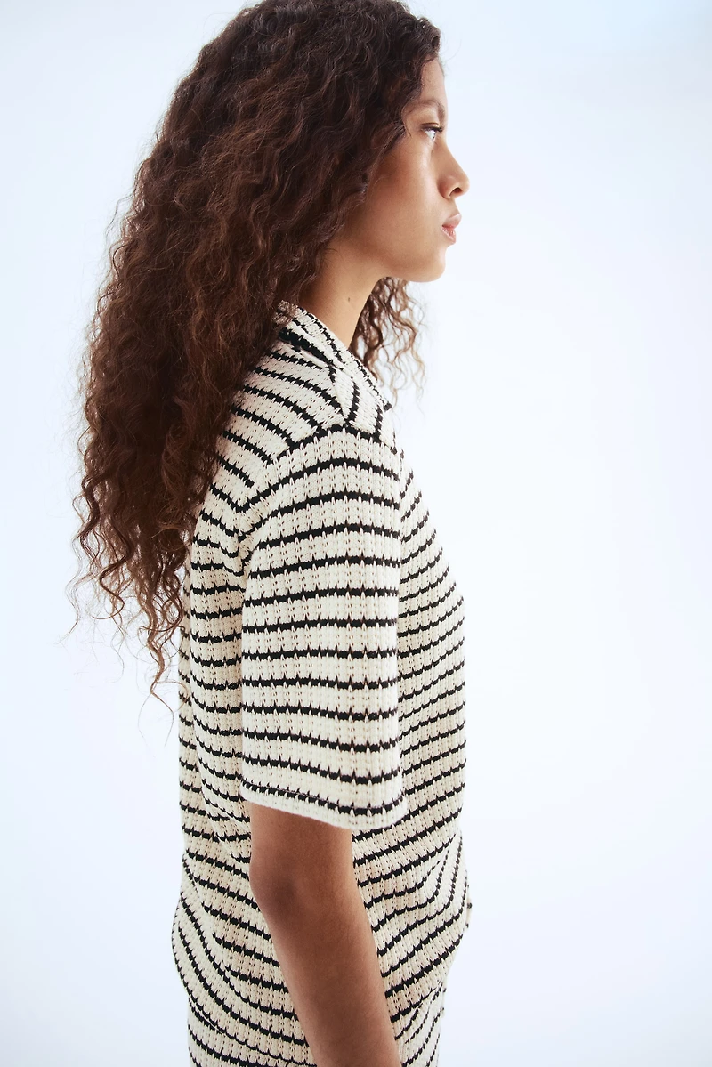 Textured-Knit Top with Collar