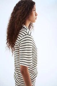 Textured-Knit Top with Collar