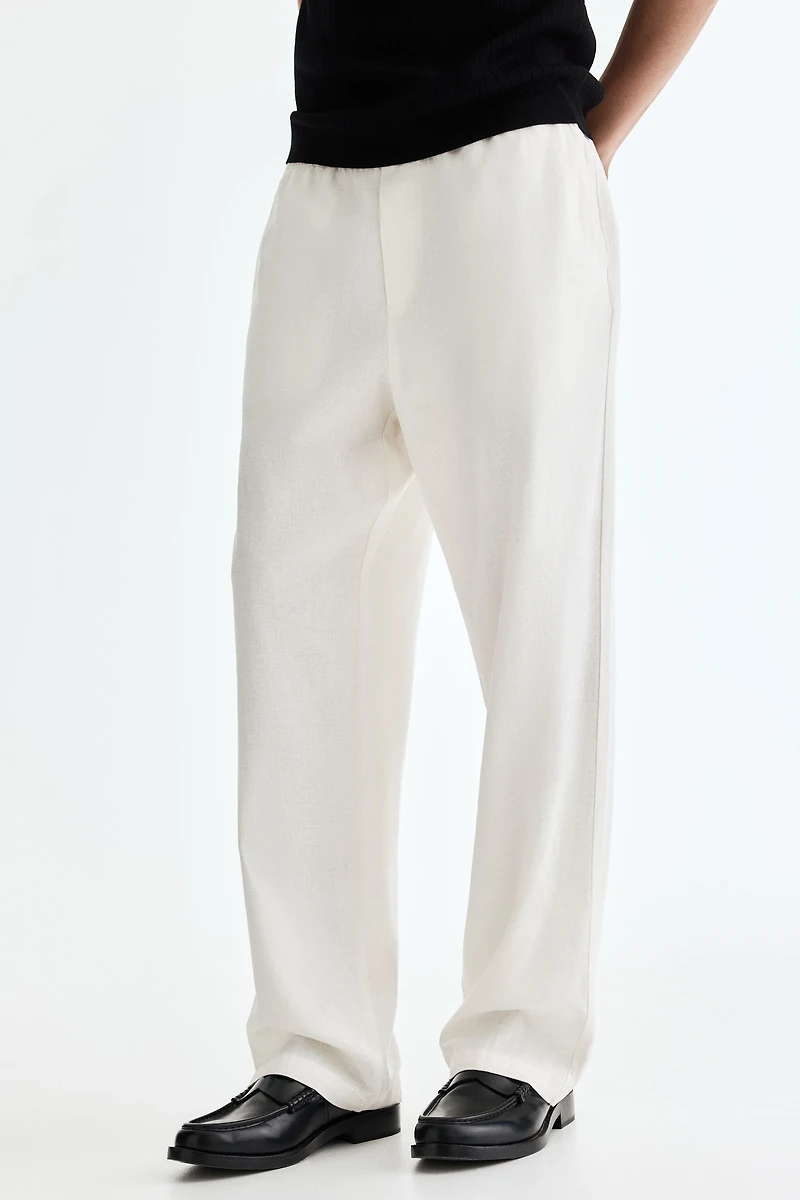 Relaxed-Fit Linen-Blend Pants