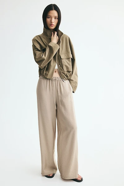 Viscose-Blend Drawstring Pants