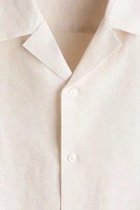 Chemise détendue en lin mélangé à col cubain