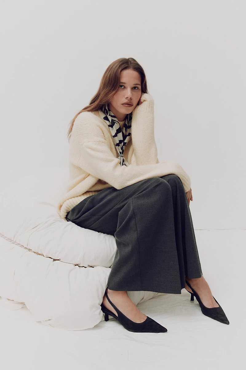 Escarpins en cuir velours avec bride arrière