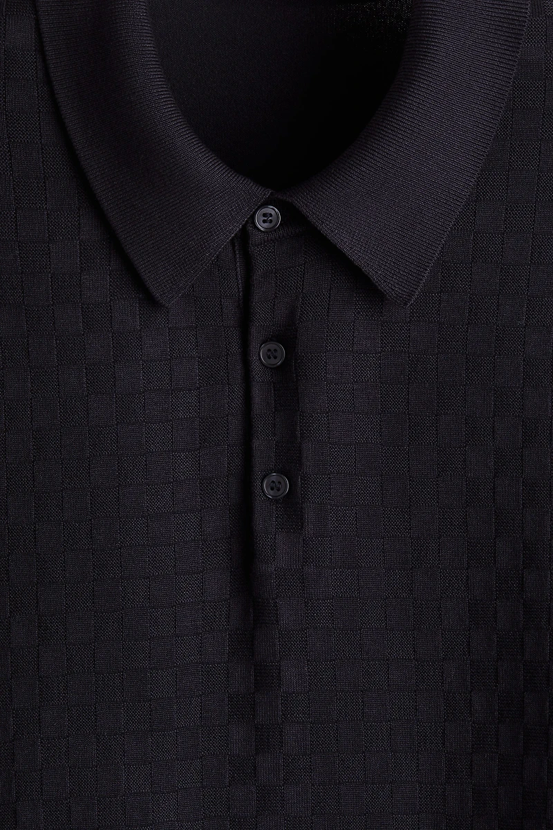 Slim-Fit Textured-Knit Polo Shirt