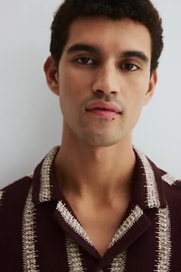 Regular-Fit Crochet-Look Resort Shirt