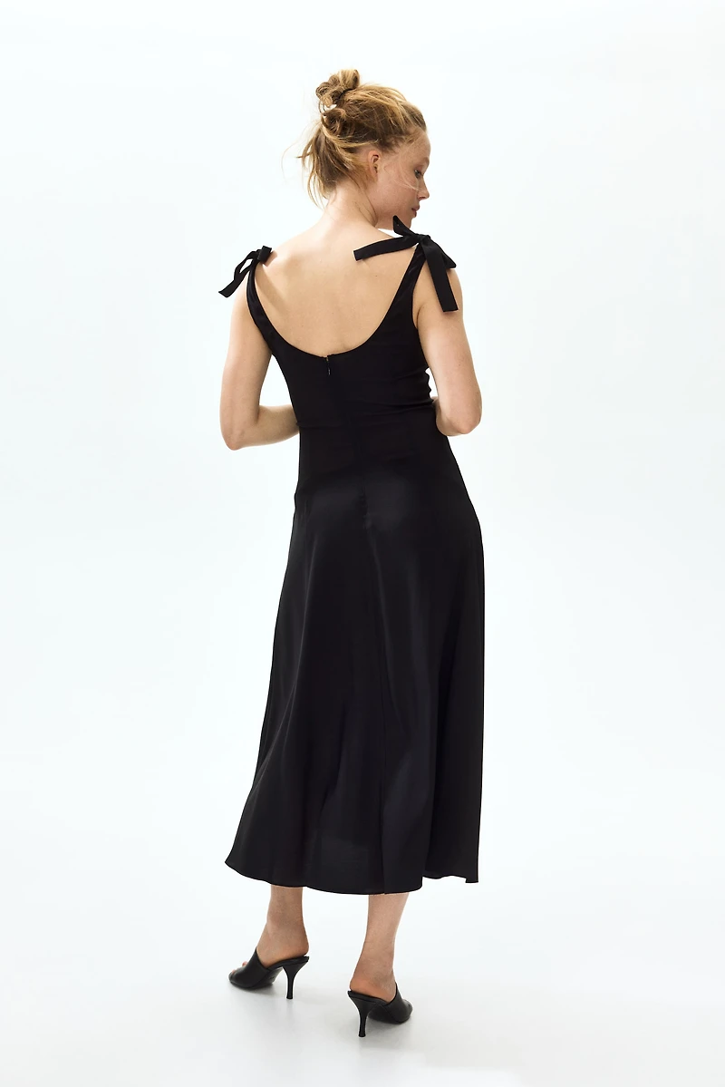 MAMA Nursing Dress with Tie-Top Shoulder Straps