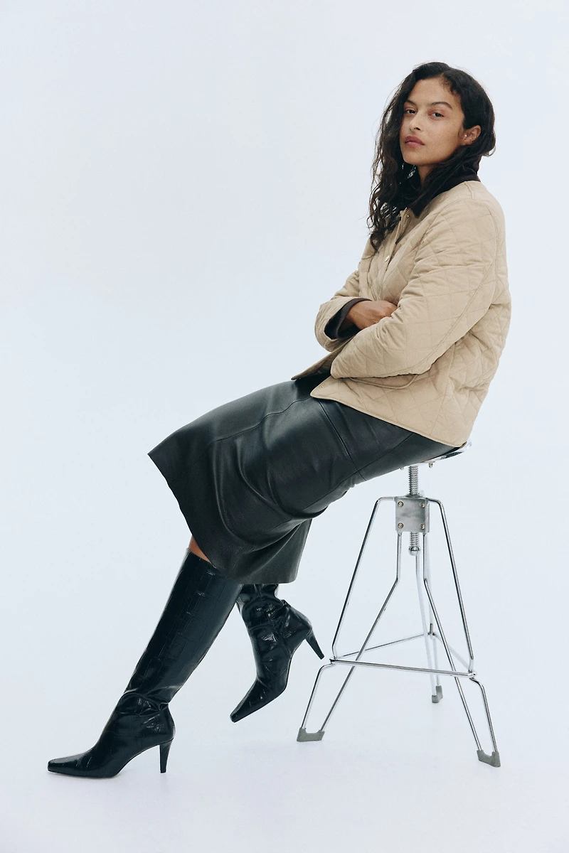 Veste matelassée avec col en velours côtelé