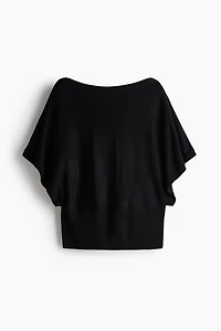 Batwing-Sleeved Fine-Knit Top