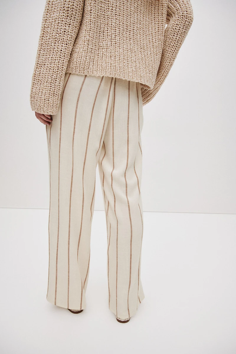 Linen-Blend Drawstring Pants