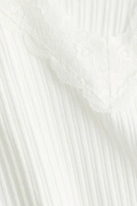 Lace-Trimmed Pointelle-Knit Top