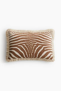 Linen-Blend Cushion Cover with Fringe