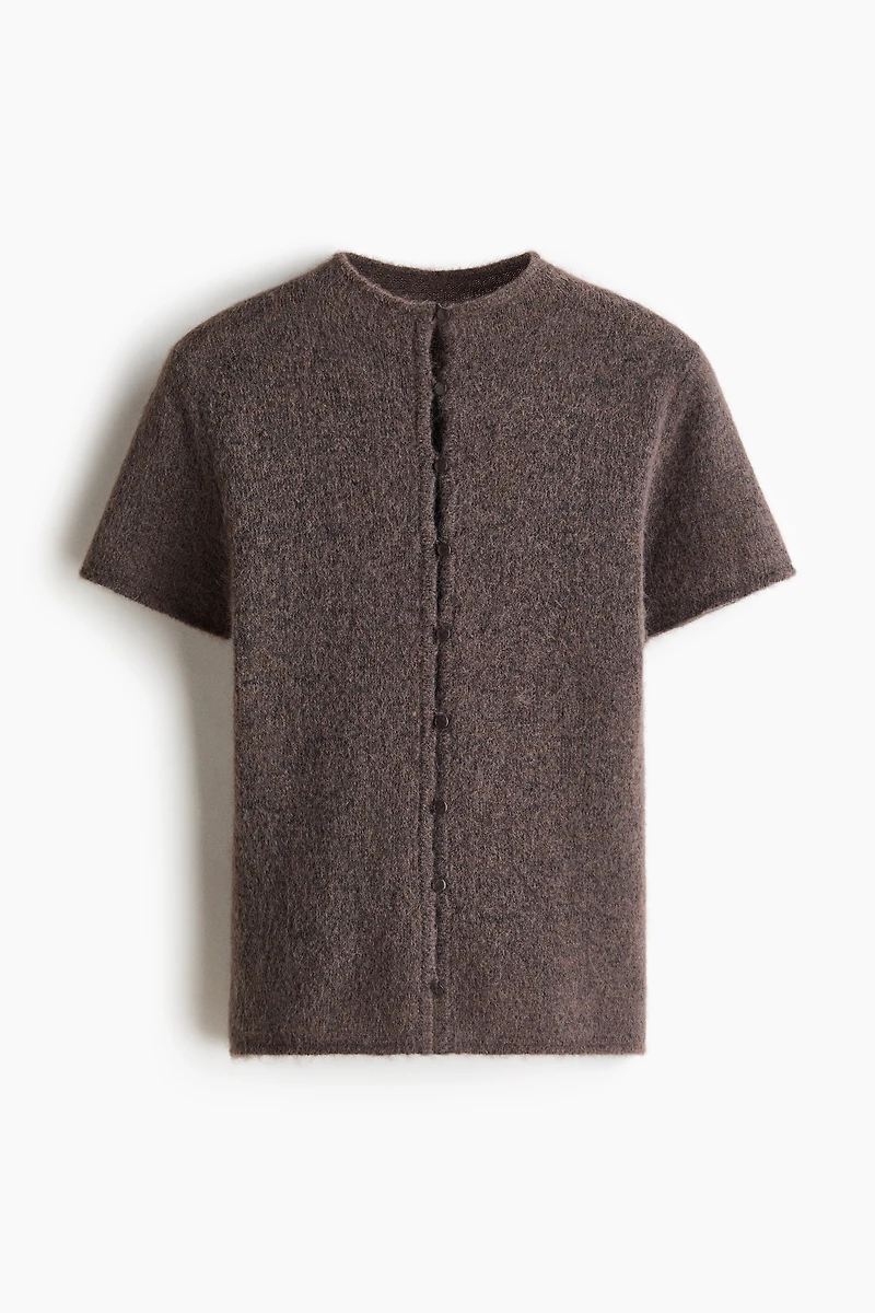 Short-Sleeved Fine-Knit Cardigan