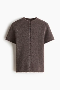Short-Sleeved Fine-Knit Cardigan