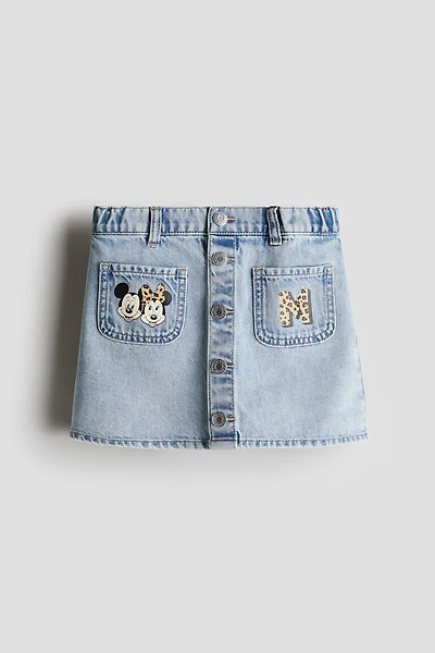 Jupe en denim avec motifs imprimés