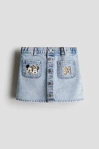 Jupe en denim avec motifs imprimés