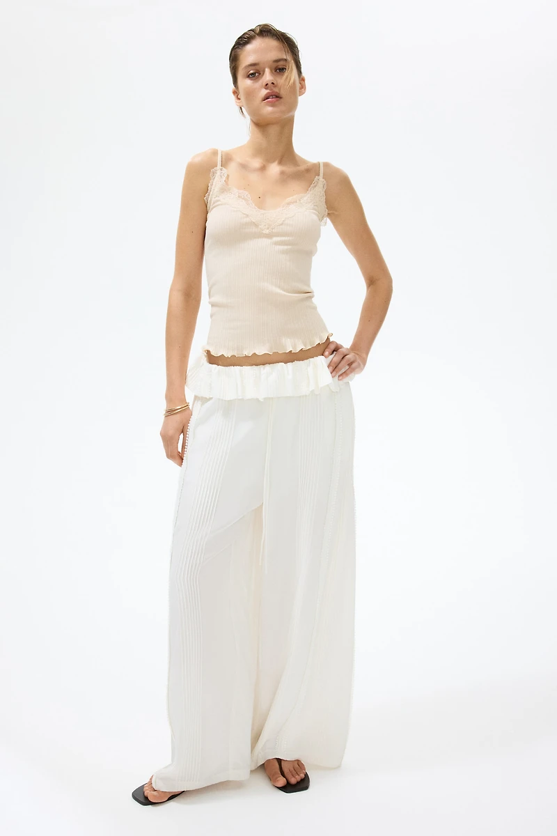 Haut en tricot pointelle avec dentelle
