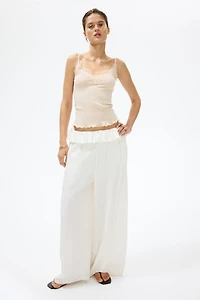 Haut en tricot pointelle avec dentelle