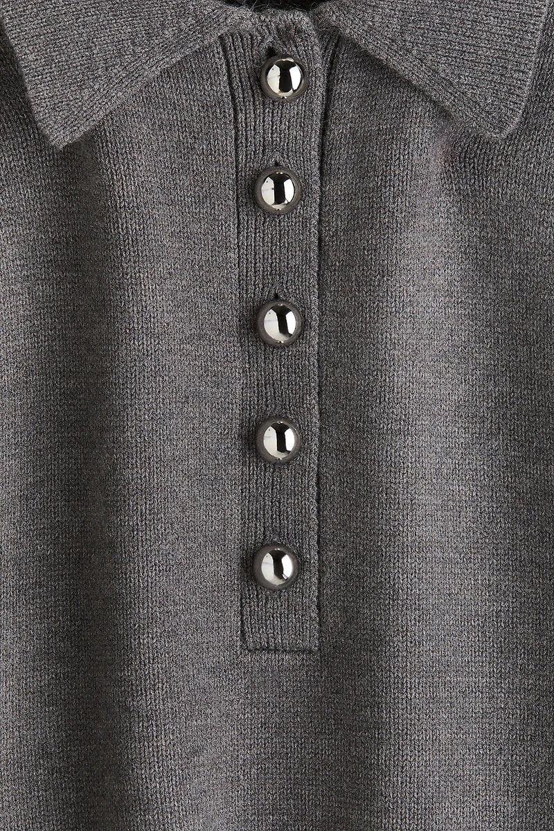 Fine-Knit Dress with Collar