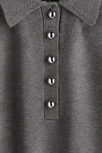 Fine-Knit Dress with Collar