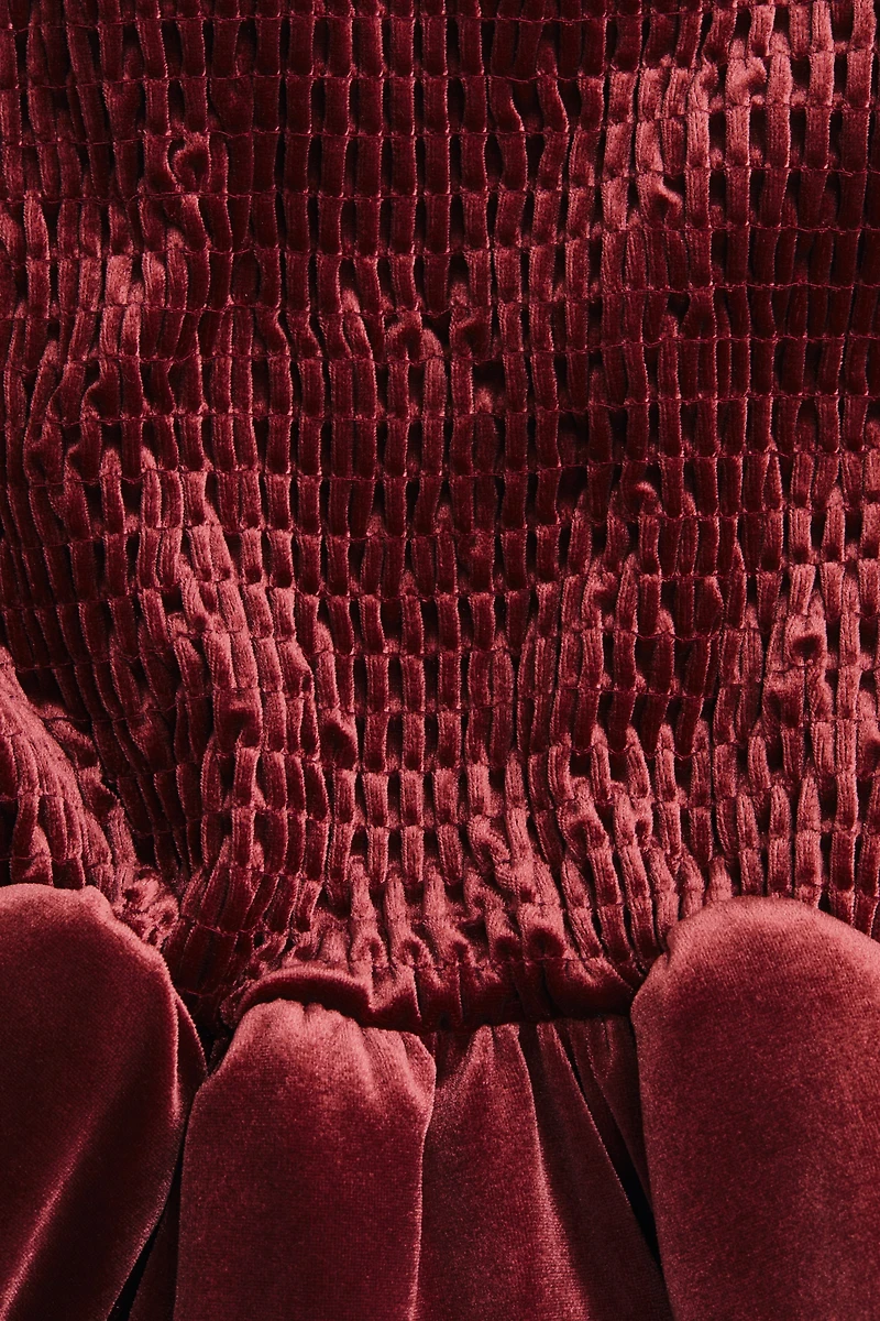 Jupe en velours smocké