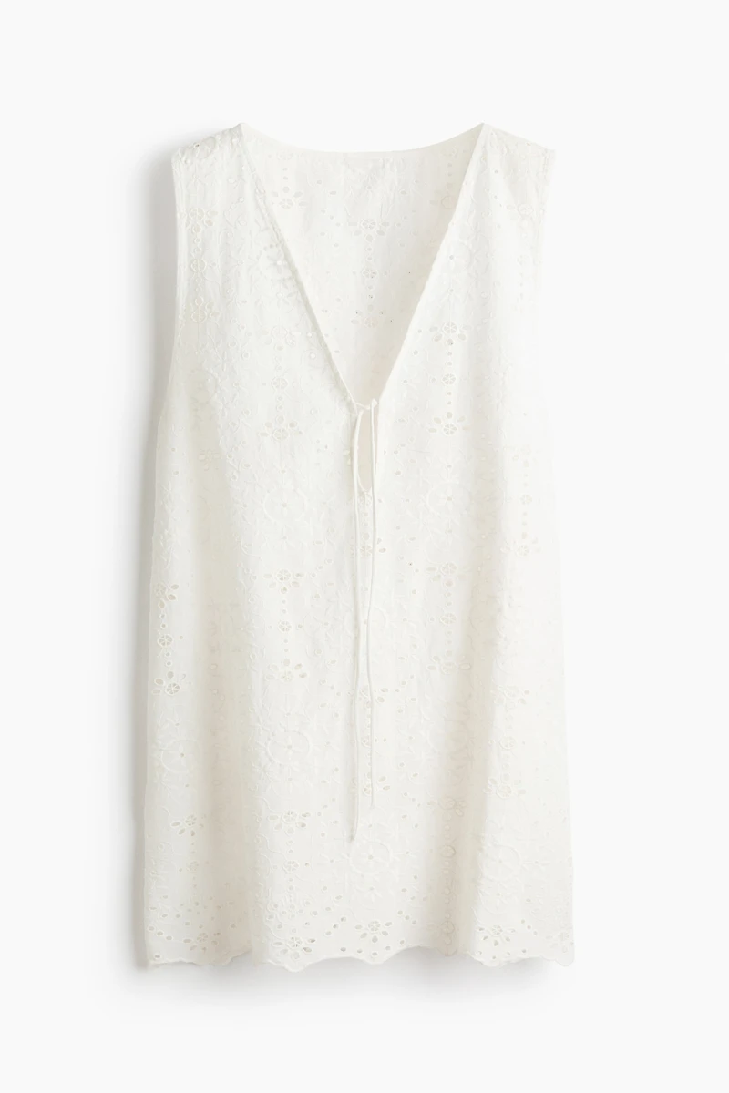 Cotton Beach Dress with Eyelet Embroidery