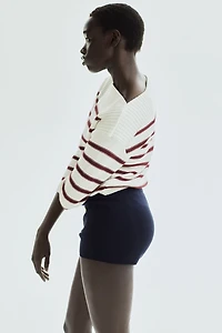 Purl-Knit Boat-Neck Sweater