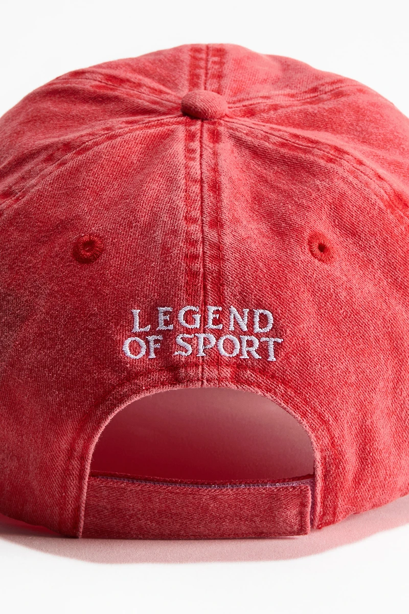 Cotton Twill Cap with Embroidered Motif