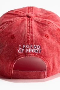 Cotton Twill Cap with Embroidered Motif