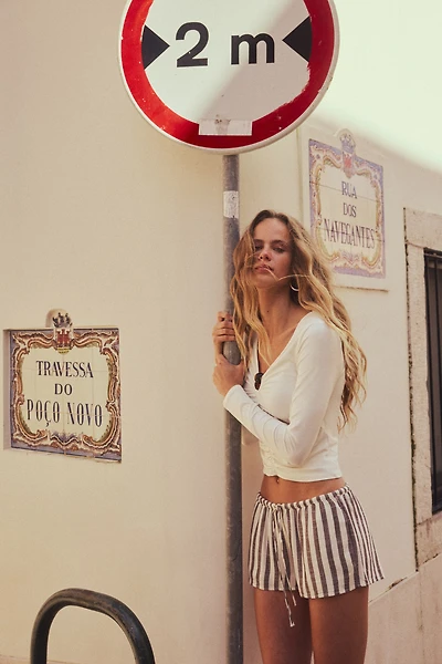 Linen-Blend Drawstring Shorts