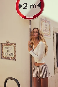 Linen-Blend Drawstring Shorts