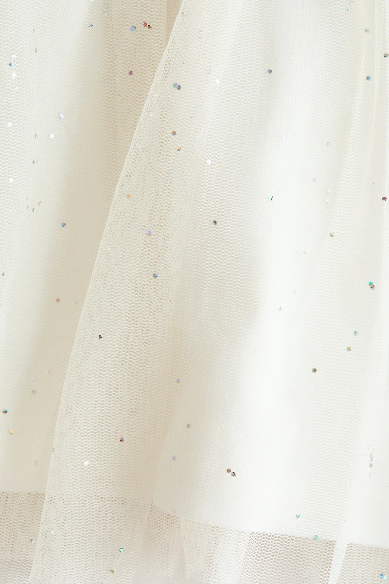 Printed Sweatshirt Dress with Tulle Skirt