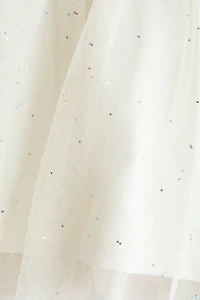 Printed Sweatshirt Dress with Tulle Skirt