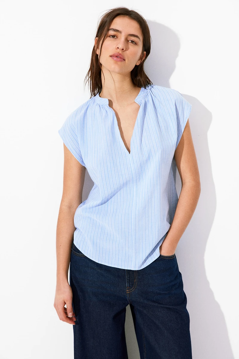 Band-Collar Blouse
