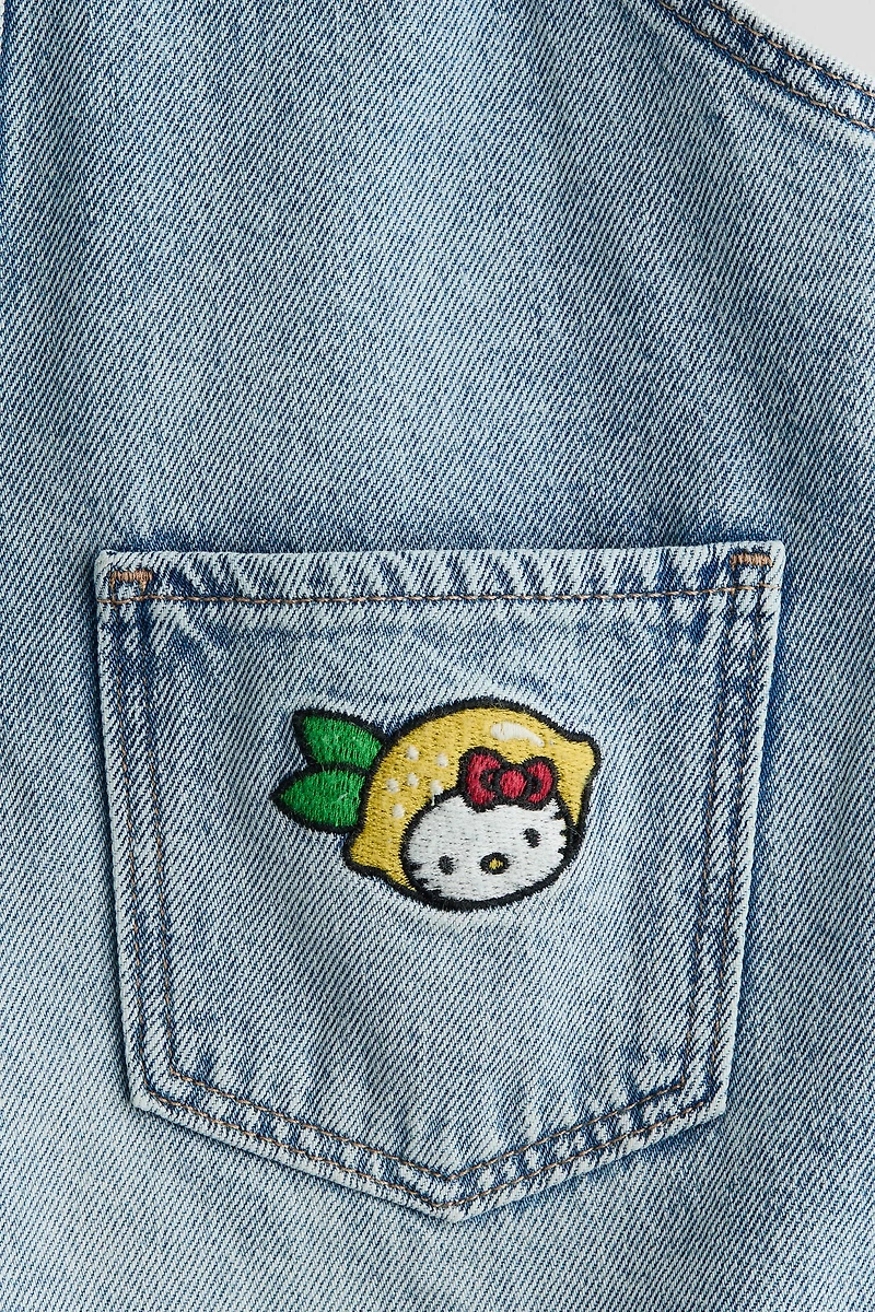 Appliquéd Denim Overall Shorts
