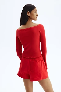 Rib-Knit Off-the-Shoulder Top