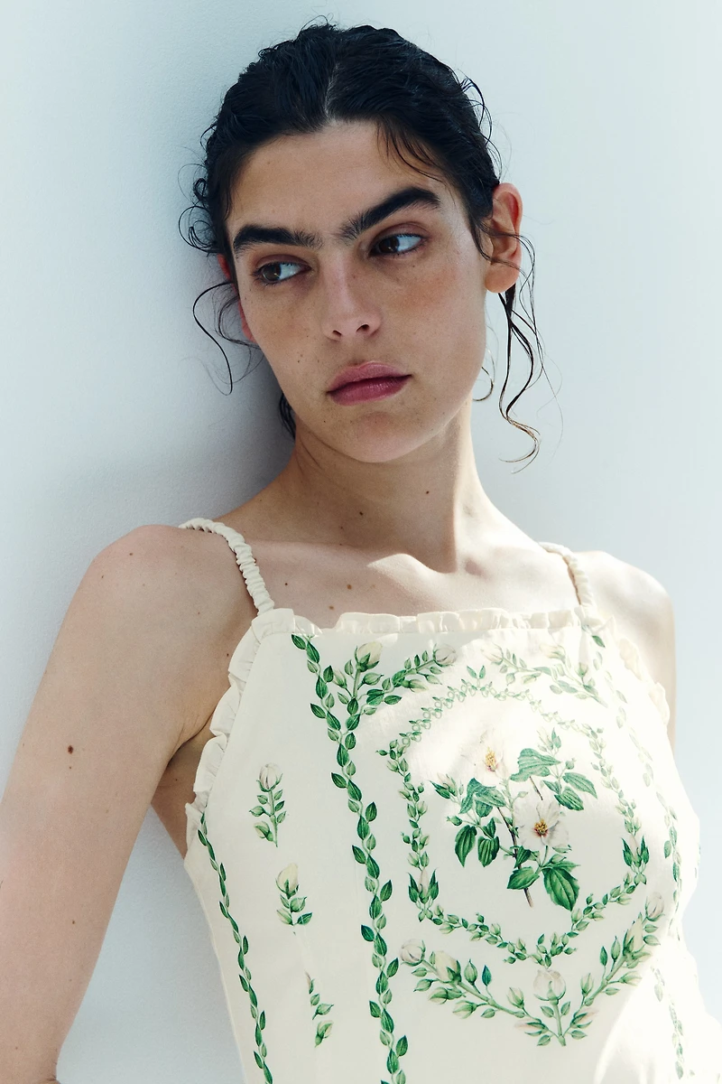 Cotton Dress with Flared Skirt