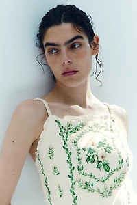 Cotton Dress with Flared Skirt