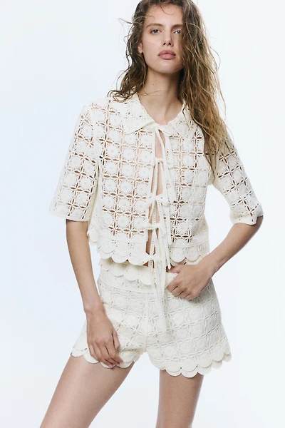 Crochet-Look Shorts