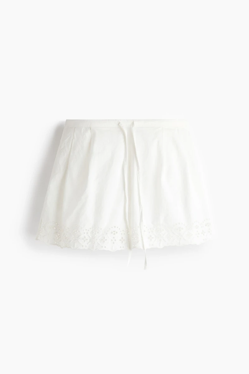 Eyelet-Embroidered Cotton Shorts
