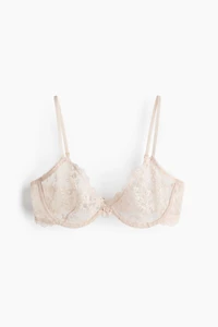 Underwired embroidered bra