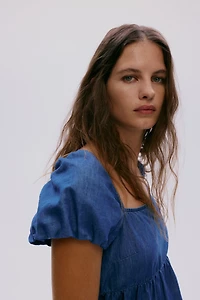 Tie-Back Puff-Sleeved Top