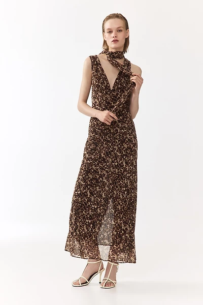 Scarf-Detail Chiffon Dress