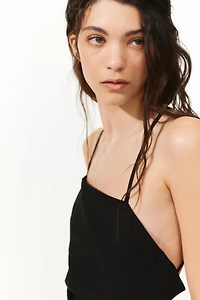 Draped Linen-Blend Dress